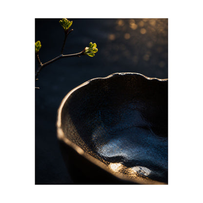 Ma Ceramic Bowl Wall Art Print - Dark Japandi Shadow Zen