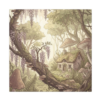 Summer Wisteria Mushroom Illustration Canvas Art | Enchanting Decor