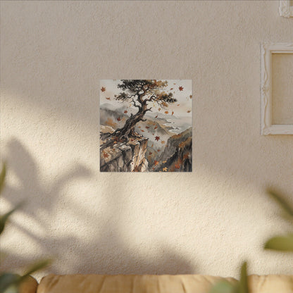 Autumn Pine Tree Watercolor Canvas Art | Warm Decor