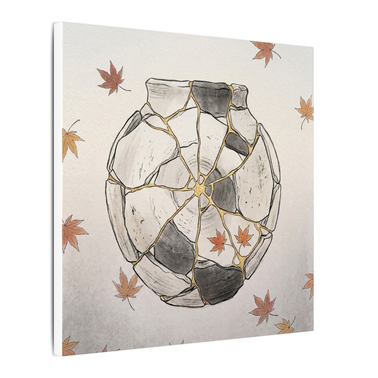 Japandi Broken Pottery in Dawn | Minimal Line Canvas Art