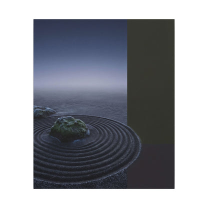 Ma Rock Garden Canvas Art - Dark Japandi Moody Minimal
