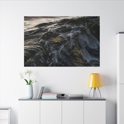 Dark Japandi Ocean Wave in Dawn | Moody Minimal Canvas Art