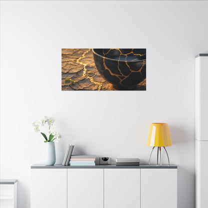 Golden Hour Cracked Earth Canvas Art - Kintsugi Fukinsei