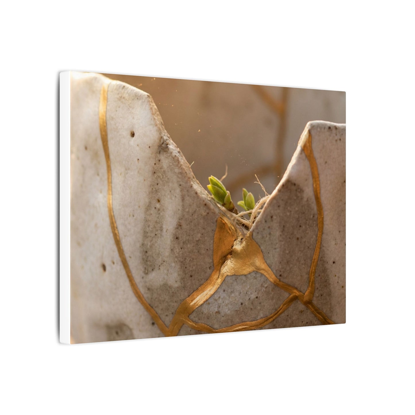 Golden Hour Broken Pottery Canvas Art - Japandi Kanso