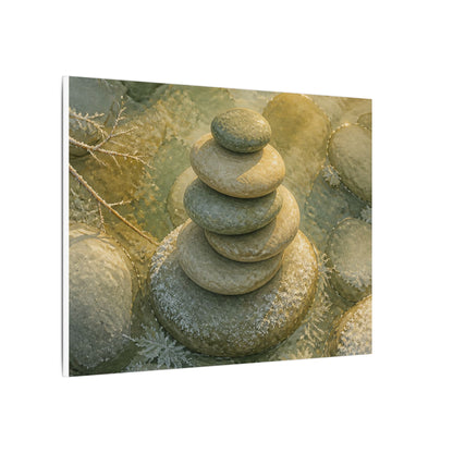 River Stones Watercolor Canvas Art | Elegant Japandi Art