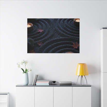 Seijaku Rock Garden Canvas Art - Dark Japandi Dark Texture