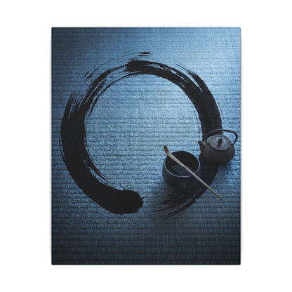 Winter Tea Ceremony Enso Canvas Art | Peaceful Decor