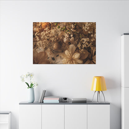 Spring Dried Flowers Japanese Pattern Canvas Art | Earthy Decor
