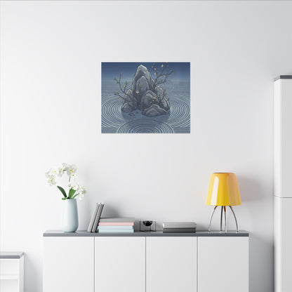 Spring Rock Garden Ukiyo E Inspired Canvas Art | Tranquil Decor