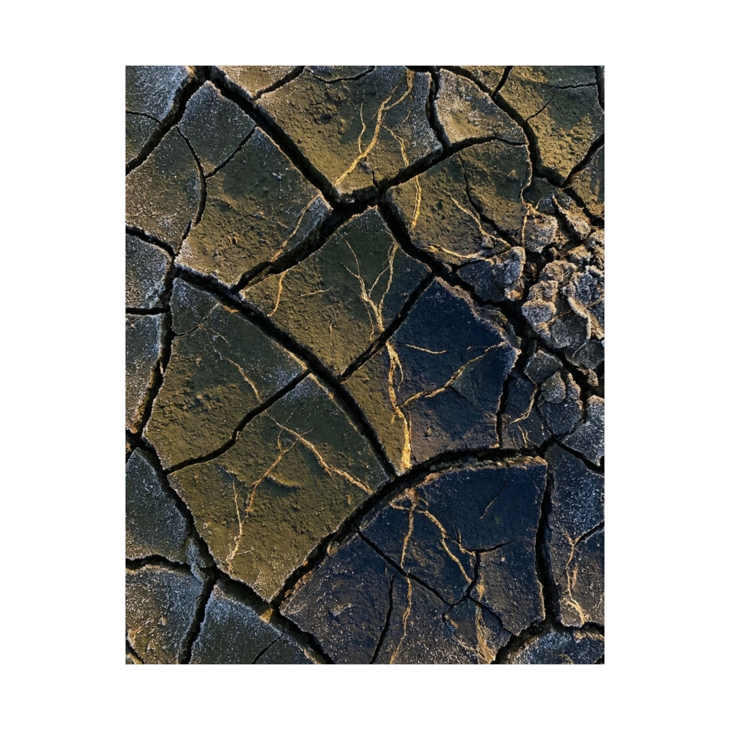 Kanso Cracked Earth Wall Art Print - Dark Japandi Moody Minimal