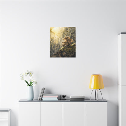 Wild Mushrooms Canvas Art | Spring Japandi Watercolor Art
