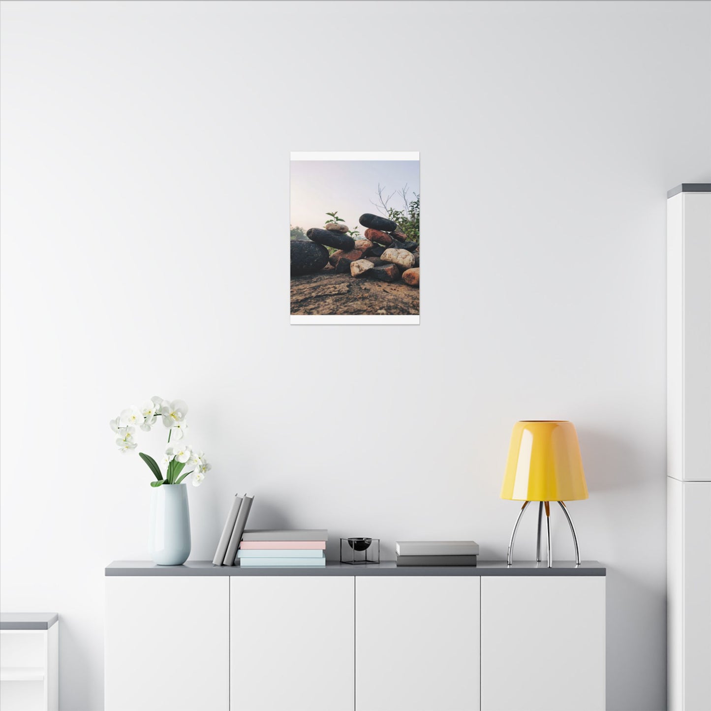 River Stones Canvas Art | Spring Kintsugi Broken Beauty Art