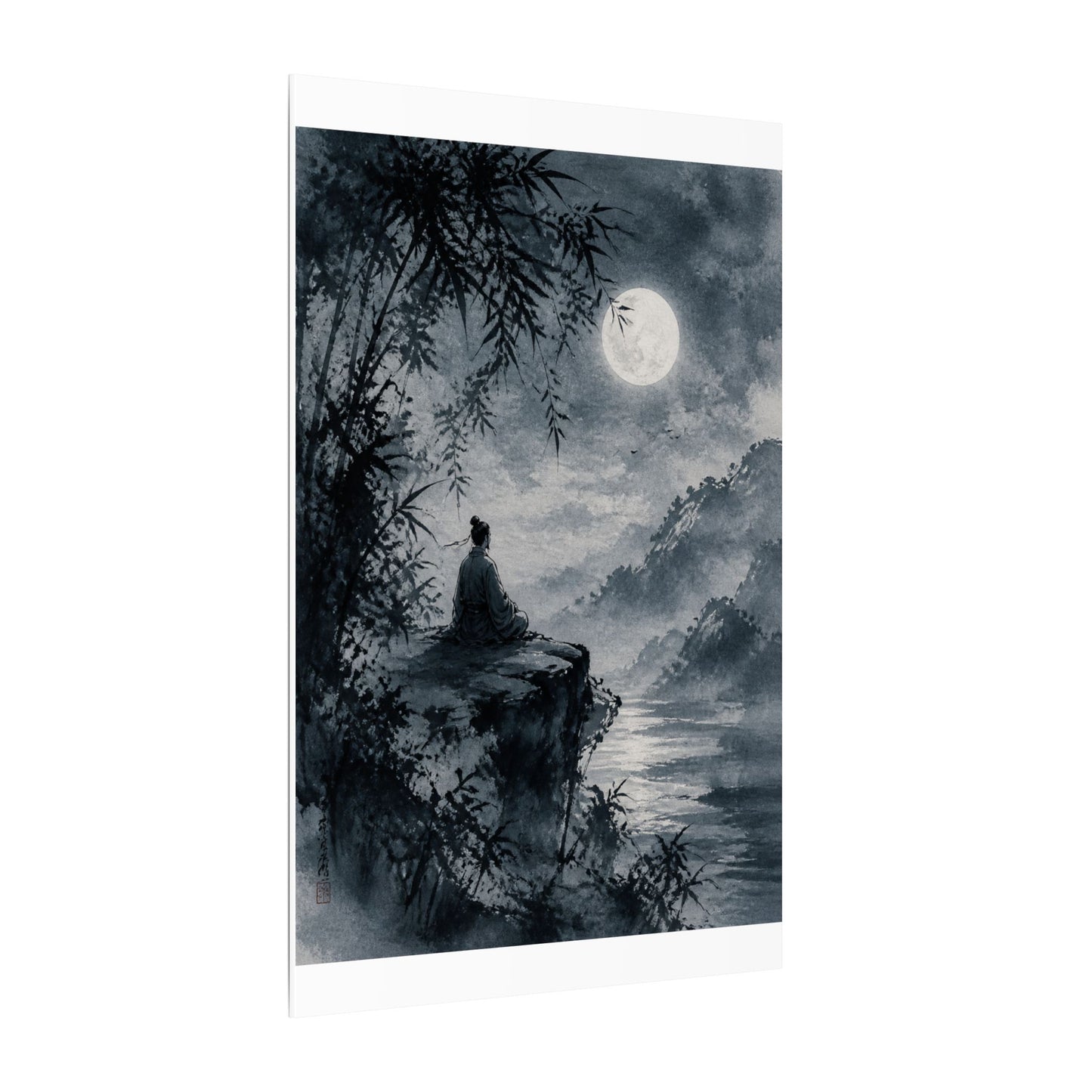 Ink Brushstroke Sumi E Canvas Art | Serene Zen Art