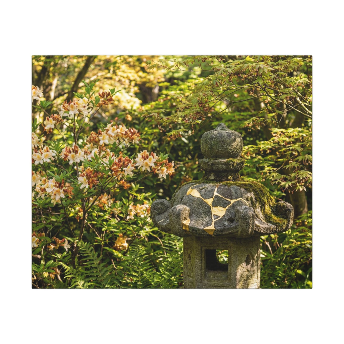 Spring Stone Lantern Gold Repair Canvas Art | Beautiful Decor