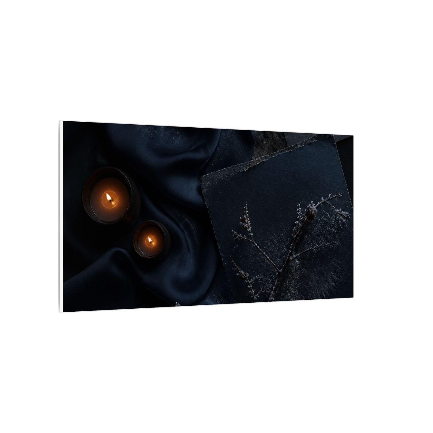 Candlelight Silk Drape Canvas Art - Dark Japandi Kanso
