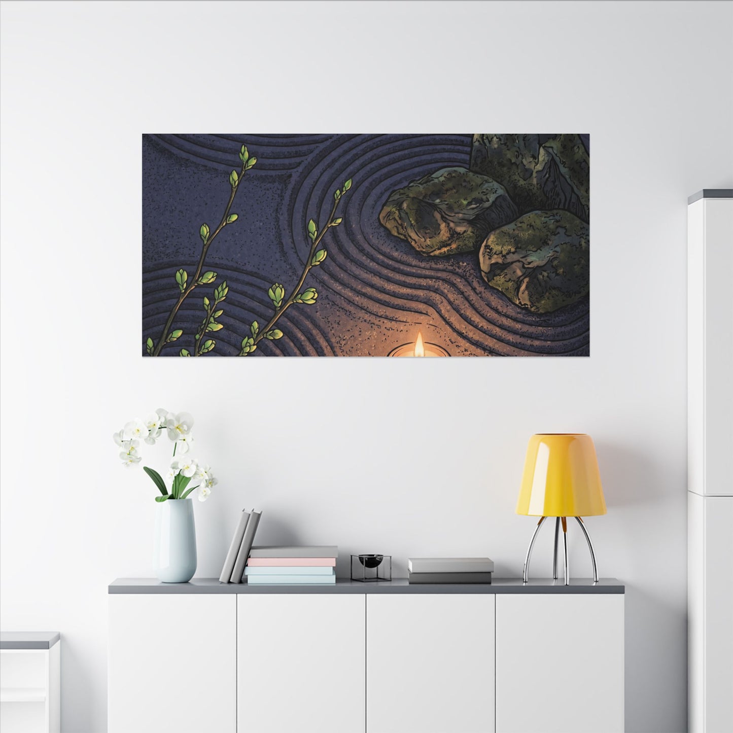 Mono No Aware Rock Garden Canvas Art - Zen Ukiyo E Inspired