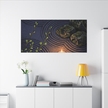 Mono No Aware Rock Garden Canvas Art - Zen Ukiyo E Inspired