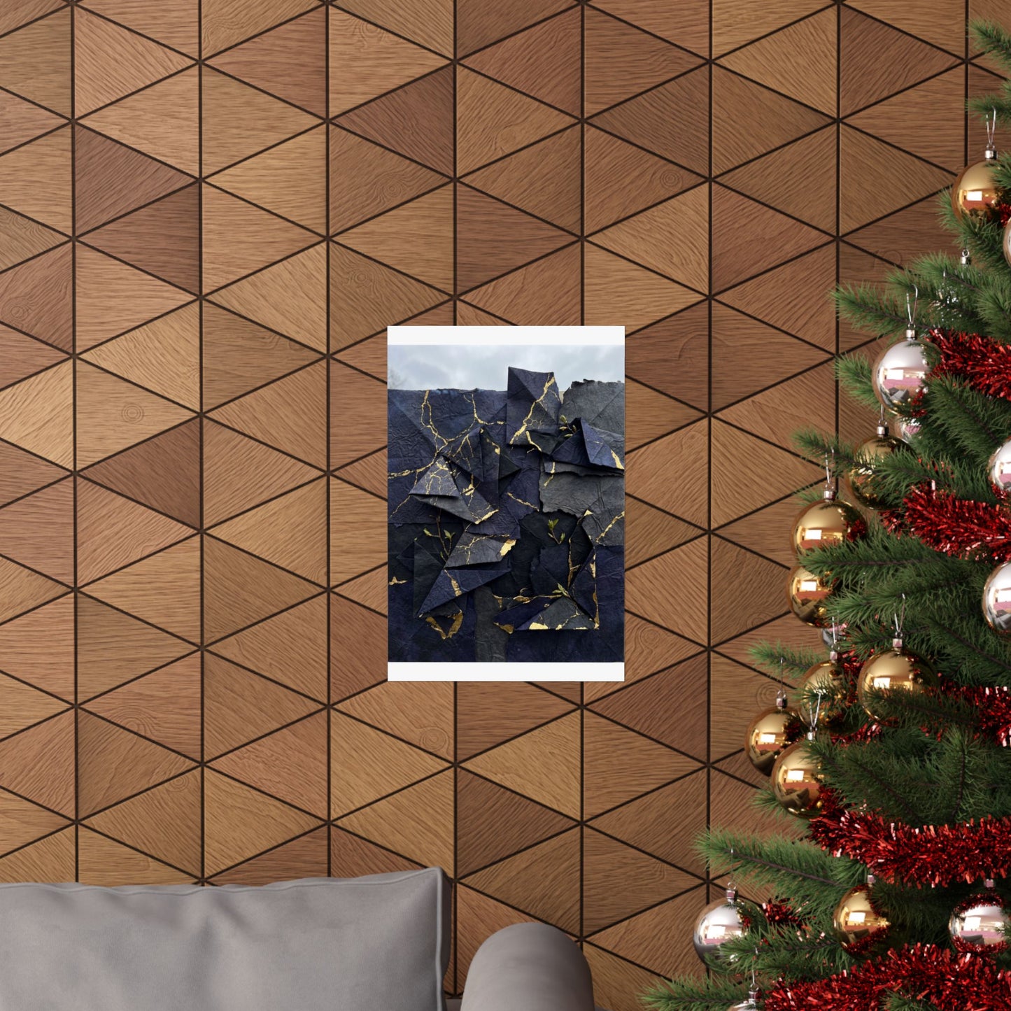 Paper Fold Crackle Gold Wall Art Print | Philosophical Kintsugi Art