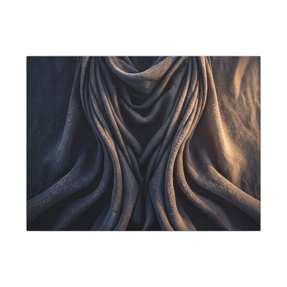 Moody Silk Drape Canvas Art - Shadow Zen Dark Japandi Art Print