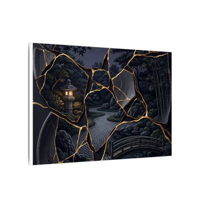 Kintsugi Moonlit Garden in Golden Hour | Gold Repair Canvas Art