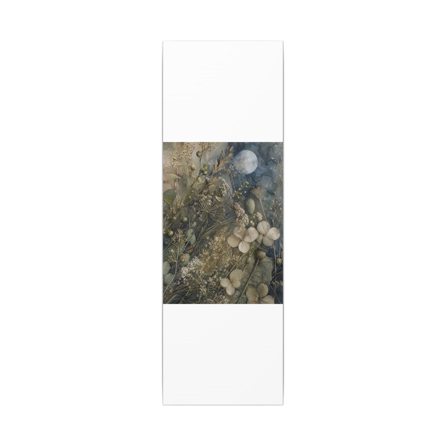 Japandi Dried Flowers in Moonlight | Watercolor Canvas Art