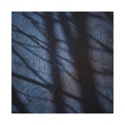 Dark Japandi Shadow Play in Moonlight | Moody Minimal Canvas Art