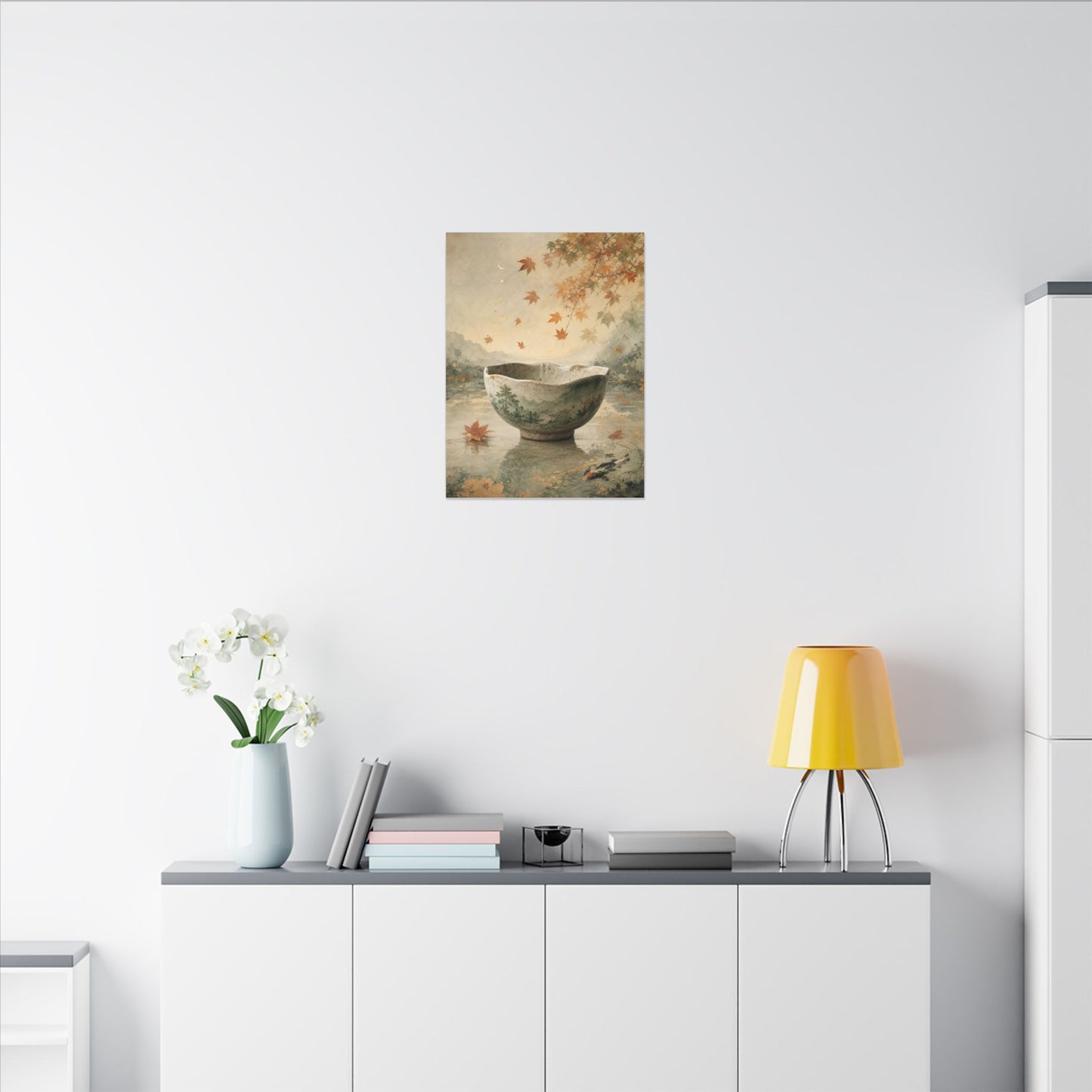 Autumn Ceramic Bowl Watercolor Canvas Art | Cozy Decor