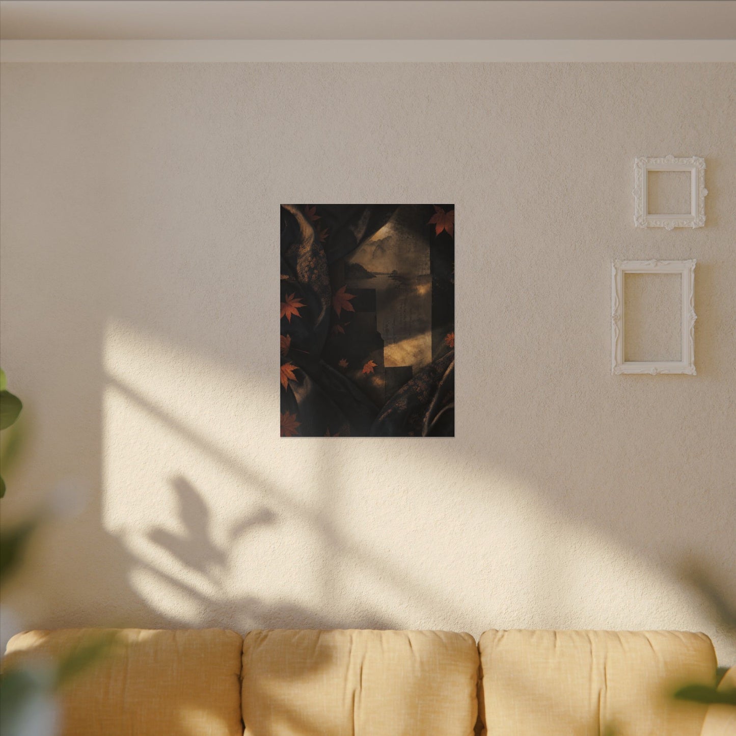 Autumn Silk Drape Shadow Zen Canvas Art | Bold Decor