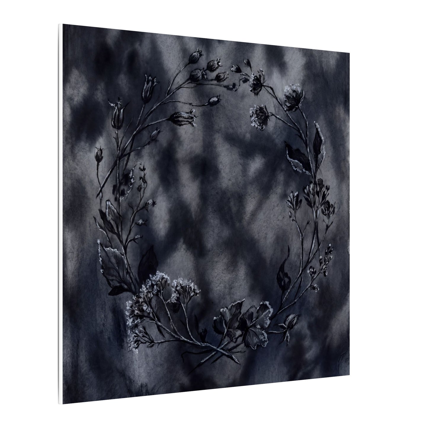 Dried Flowers Canvas Art | Winter Dark Japandi Shadow Zen Art