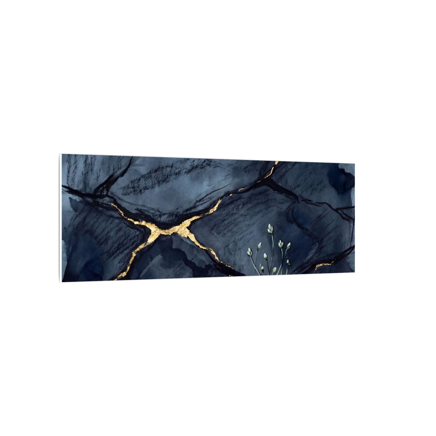 Mono No Aware Cracked Earth Canvas Art - Dark Japandi Charcoal Ink