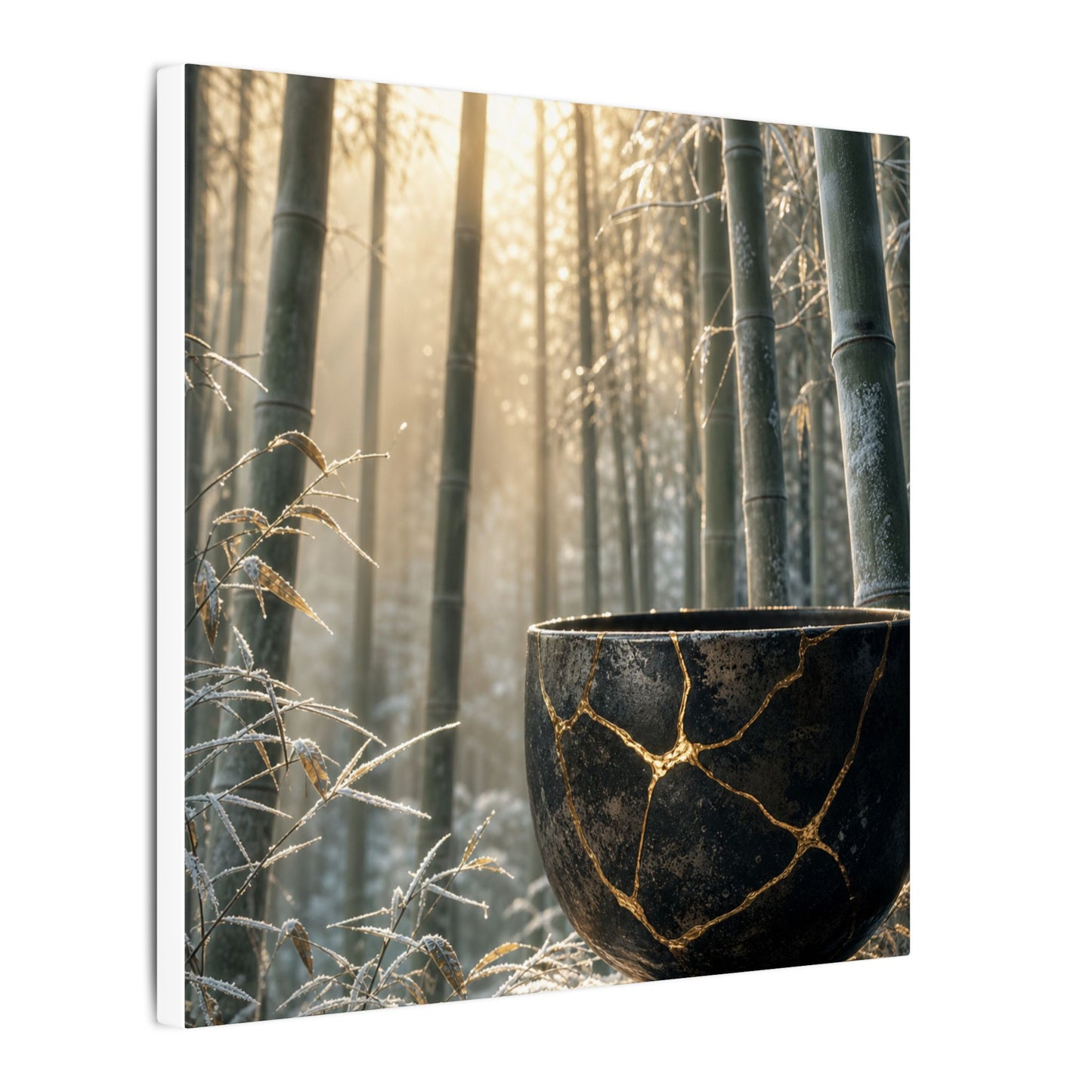 Fukinsei Bamboo Grove Canvas Art - Kintsugi Gold Repair