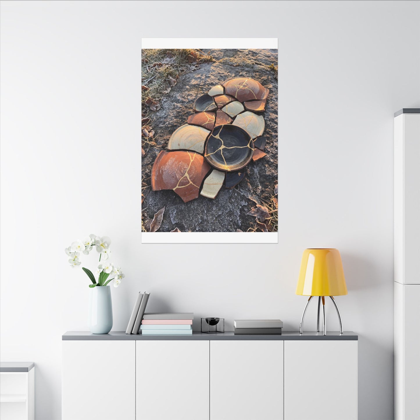 Winter Broken Pottery Gold Vein Canvas Art | Beautiful Decor