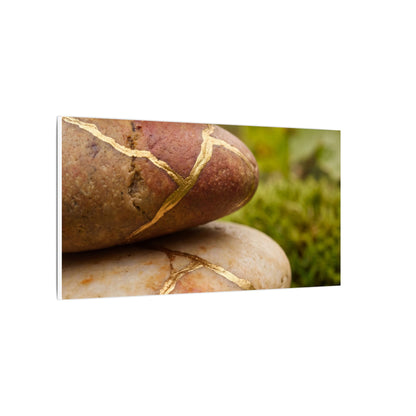 River Stones Summer Canvas Art | Kintsugi Healing Design