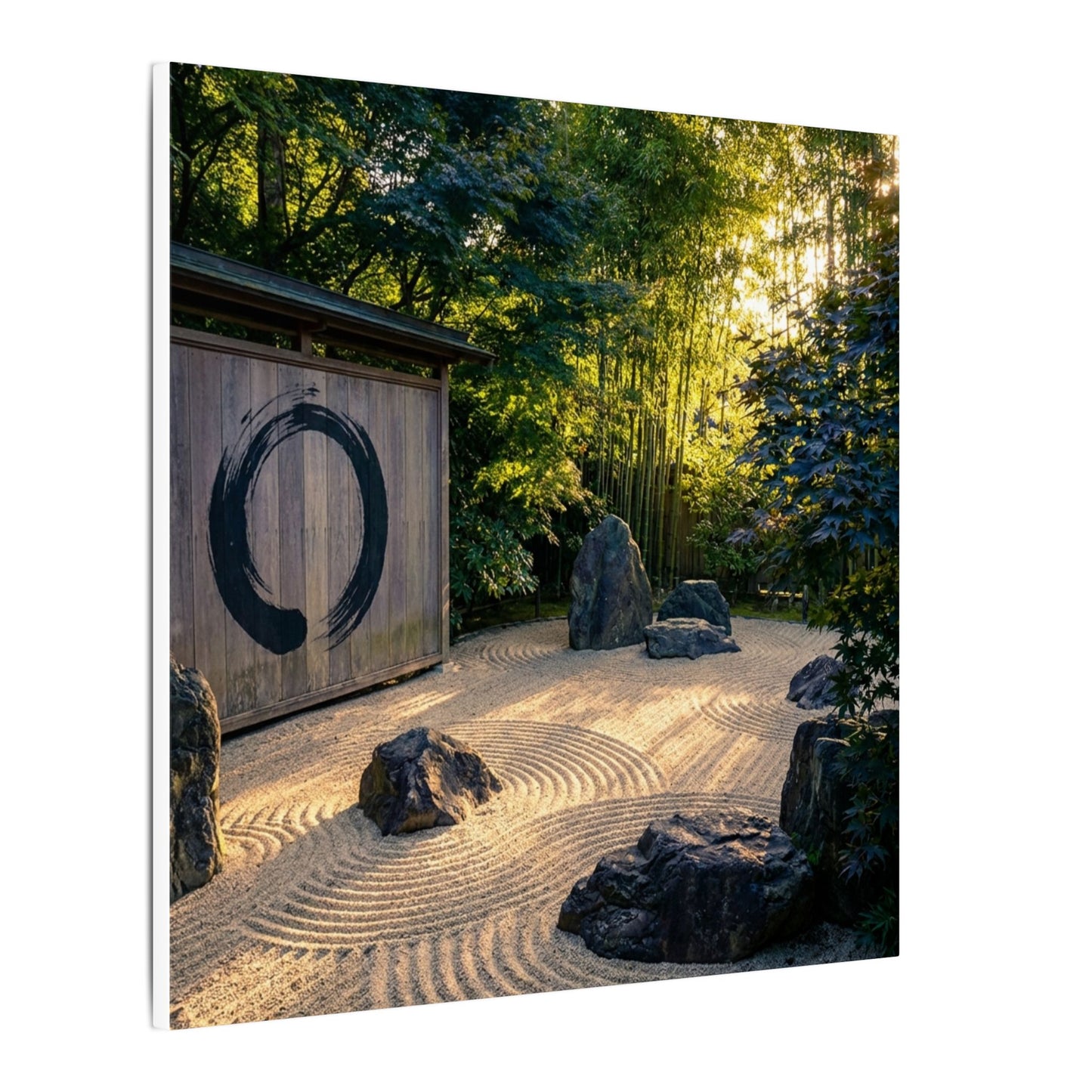 Rock Garden Enso Canvas Art | Tranquil Zen Art