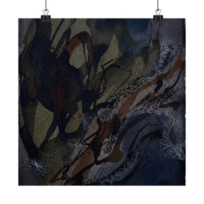 Dark Japandi Shadow Play in Overcast | Charcoal Ink Wall Art Print Art Print