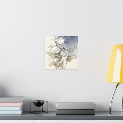 Moonlight Pine Tree Canvas Art - Japandi Ma