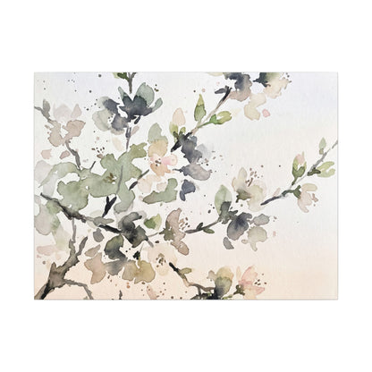 Cherry Blossom Watercolor Canvas Art | Elegant Japandi Art