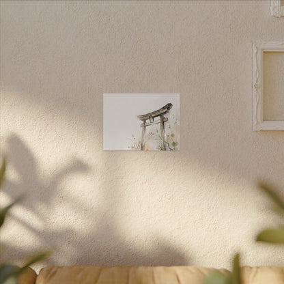 Fukinsei Torii Gate Canvas Art - Japandi Watercolor