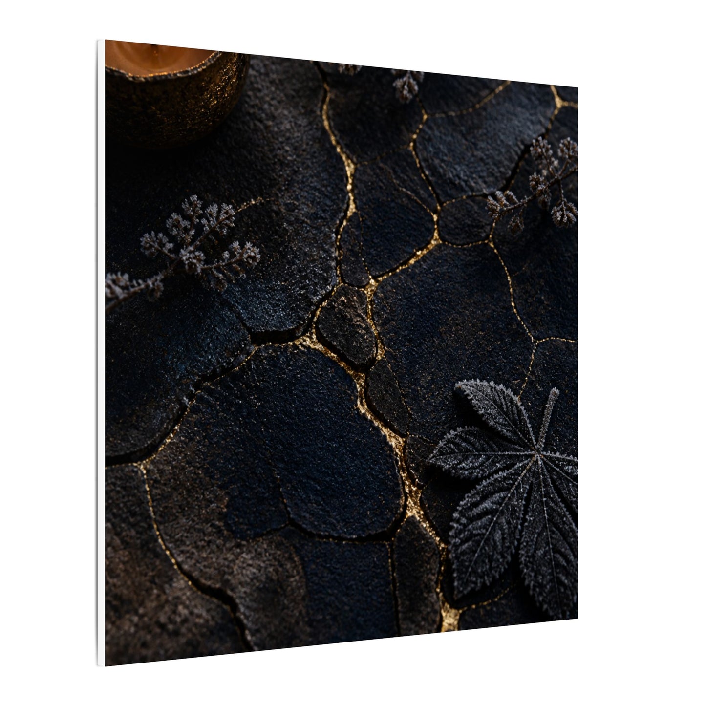 Candlelight Cracked Earth Canvas Art - Dark Japandi Ma