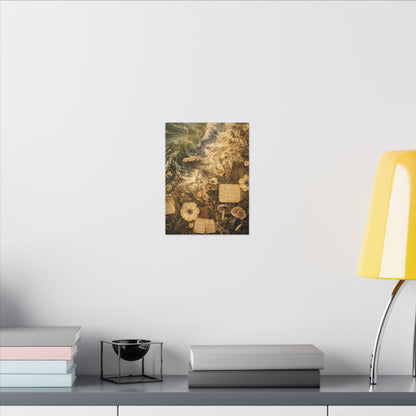 Spring Ocean Wave Herbarium Canvas Art | Nostalgic Decor