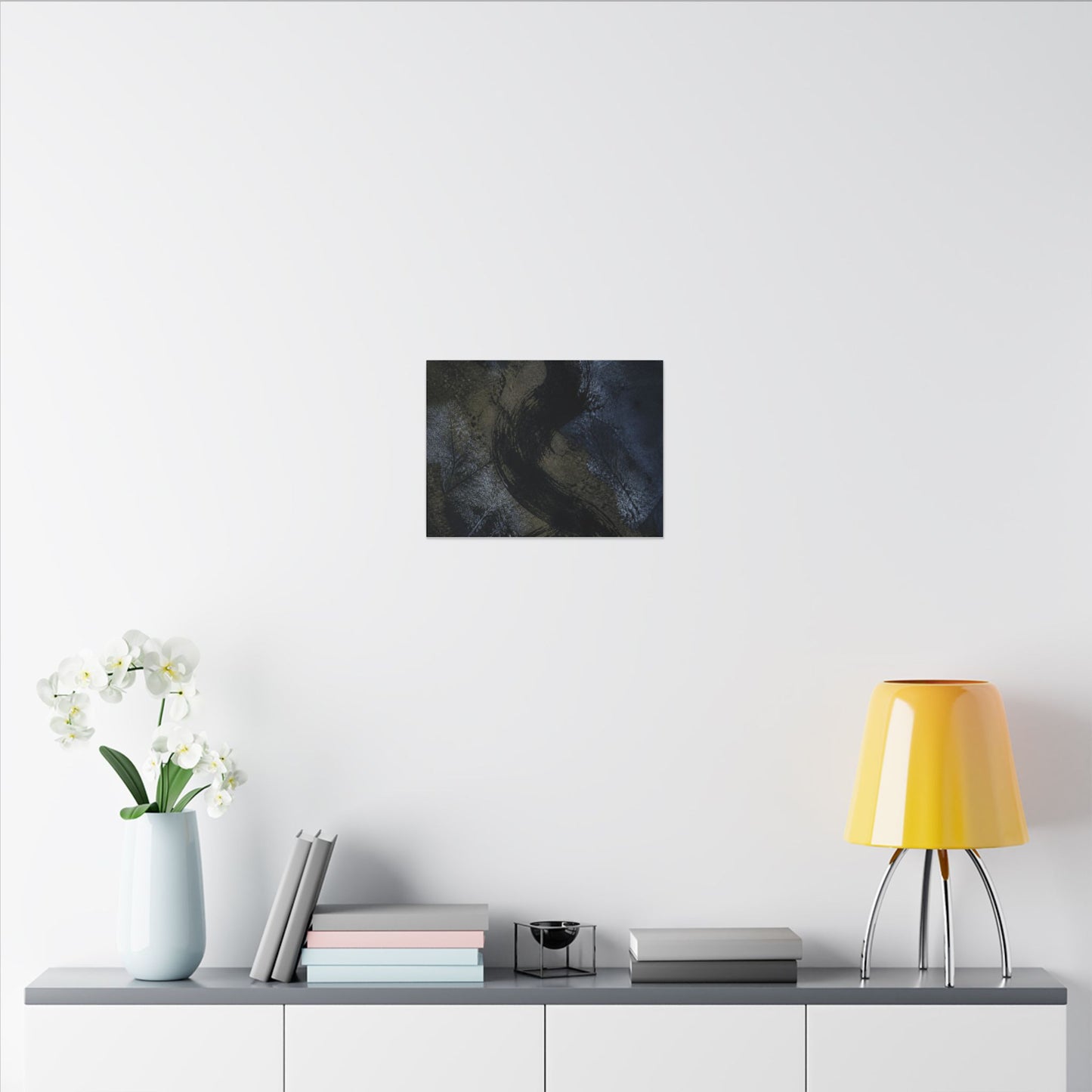 Shibui Ink Brushstroke Canvas Art - Dark Japandi Dark Texture
