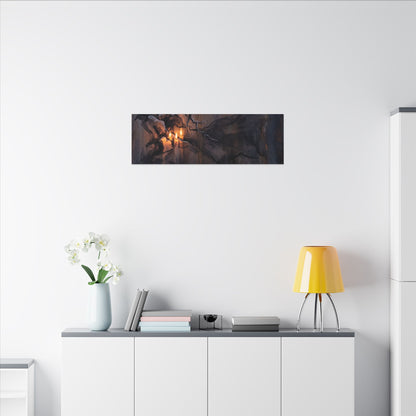 Winter Rust Patina Charcoal Ink Canvas Art | Atmospheric Decor