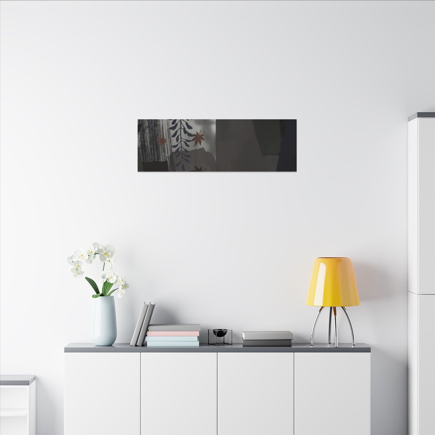 Wisteria Autumn Canvas Art | Dark Japandi Moody Design