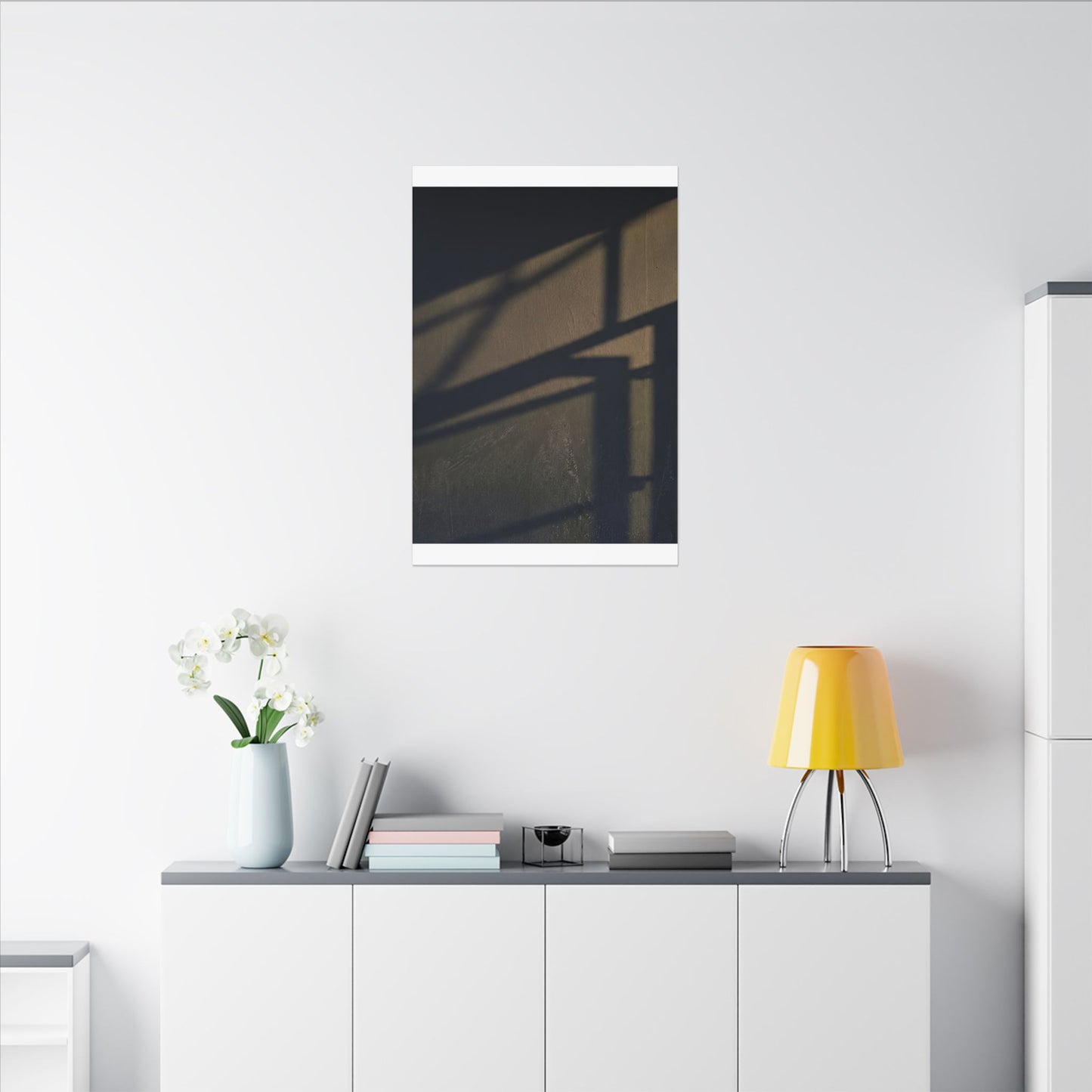 Sophisticated Shadow Play Canvas Art - Moody Minimal Dark Japandi