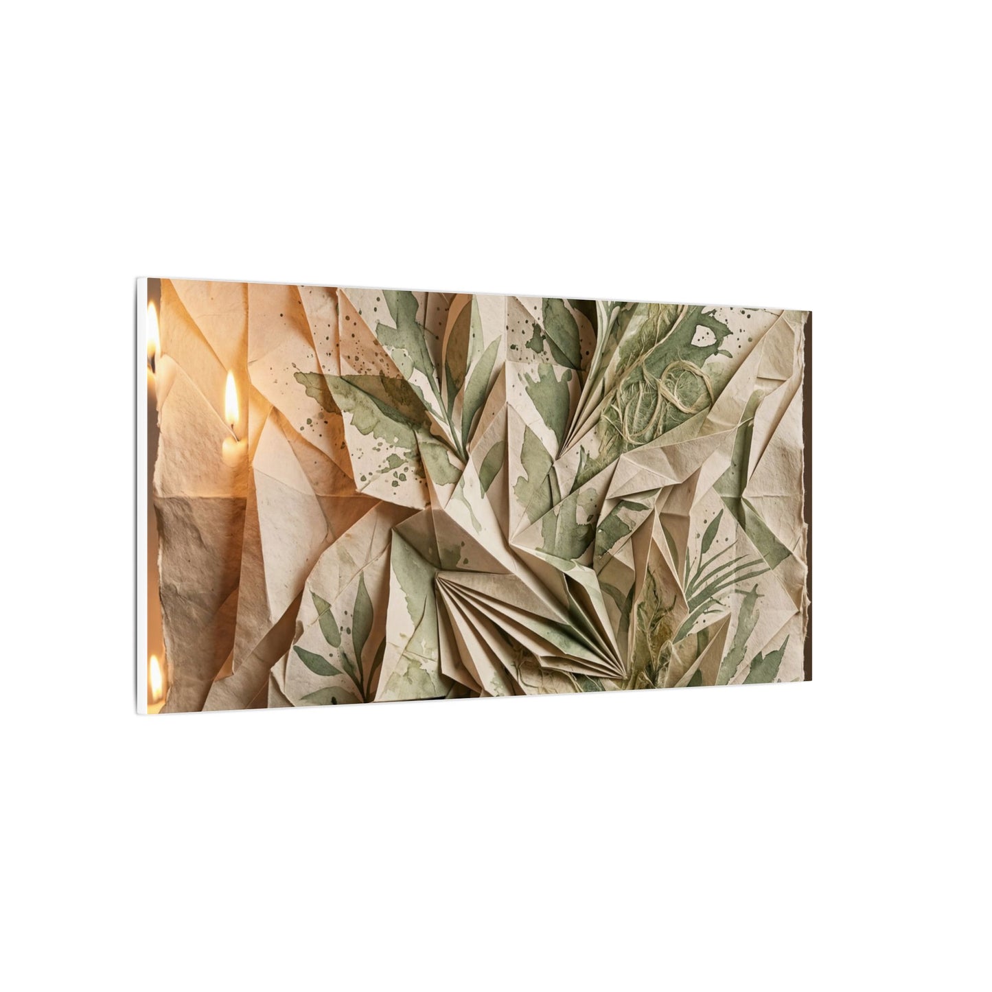 Japandi Paper Fold in Candlelight | Texture Canvas Art