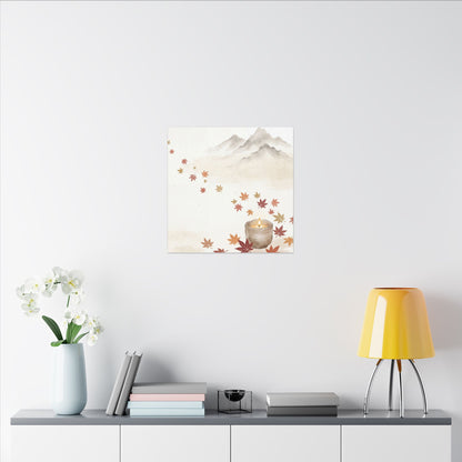 Earthy Mountain Mist Canvas Art - Japanese Pattern Japandi