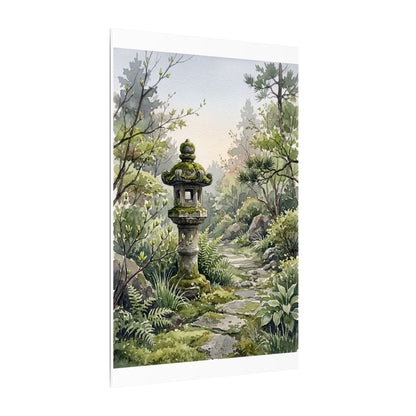 Neutral Stone Lantern Canvas Art - Watercolor Japandi