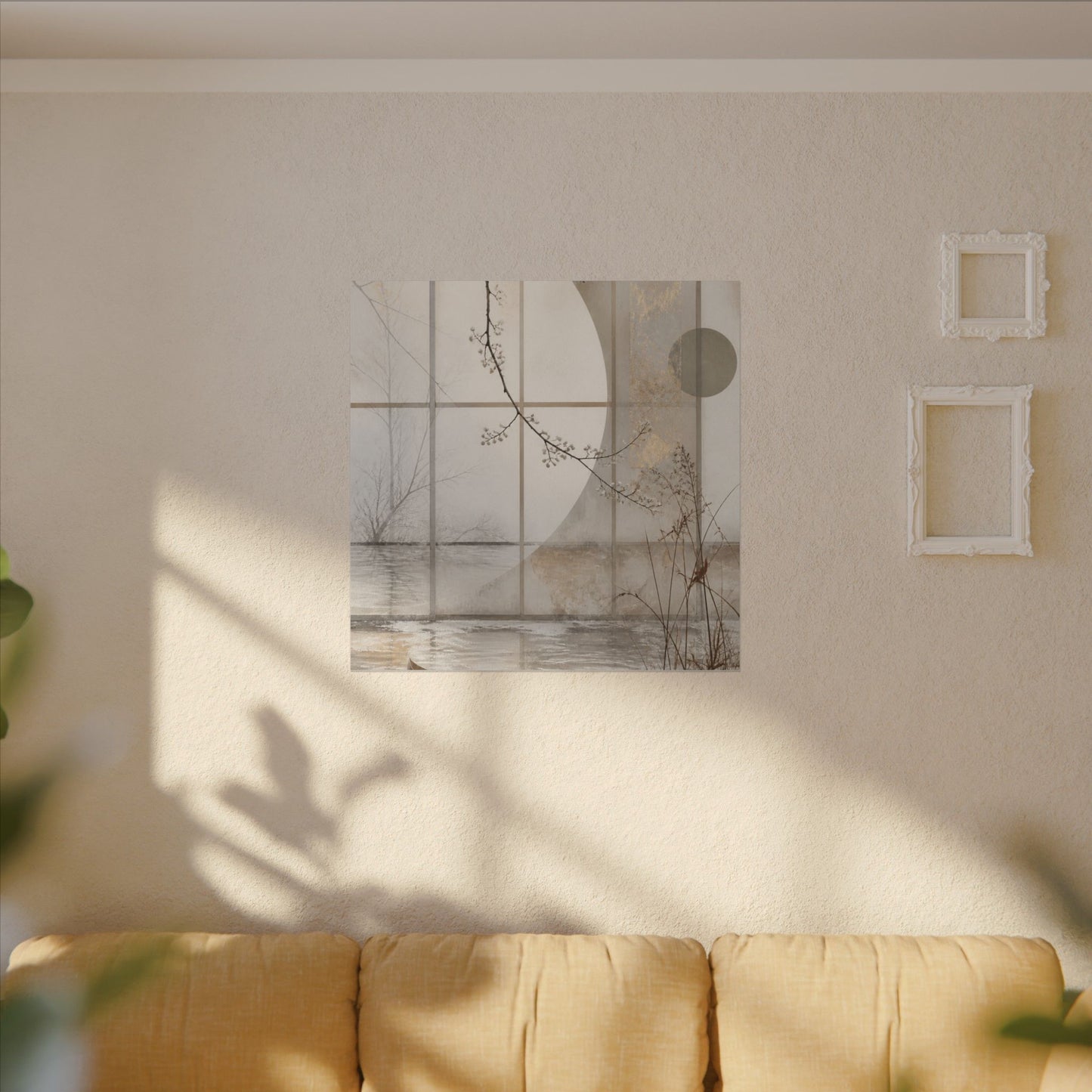 Winter Shoji Screen Japanese Pattern Canvas Art | Elegant Decor