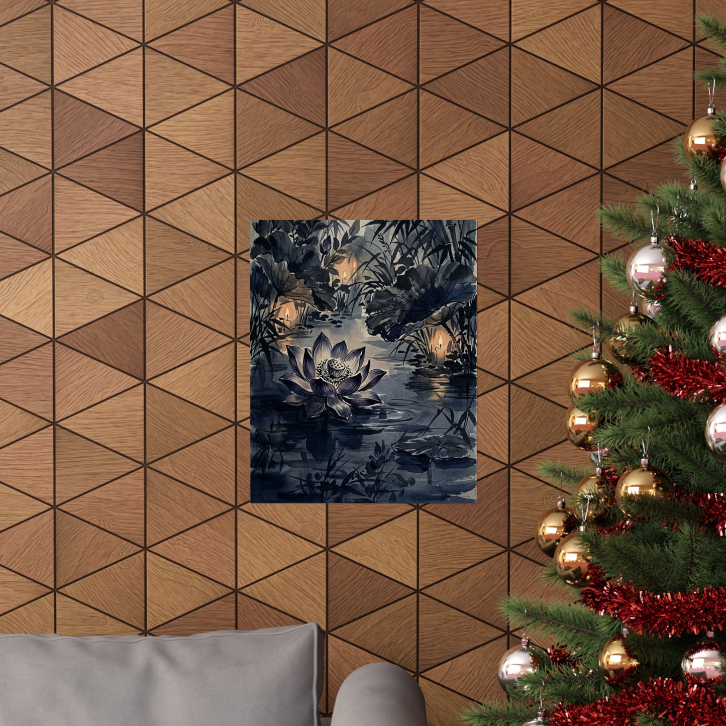 Candlelight Lotus Flower Wall Art Print - Zen Fukinsei