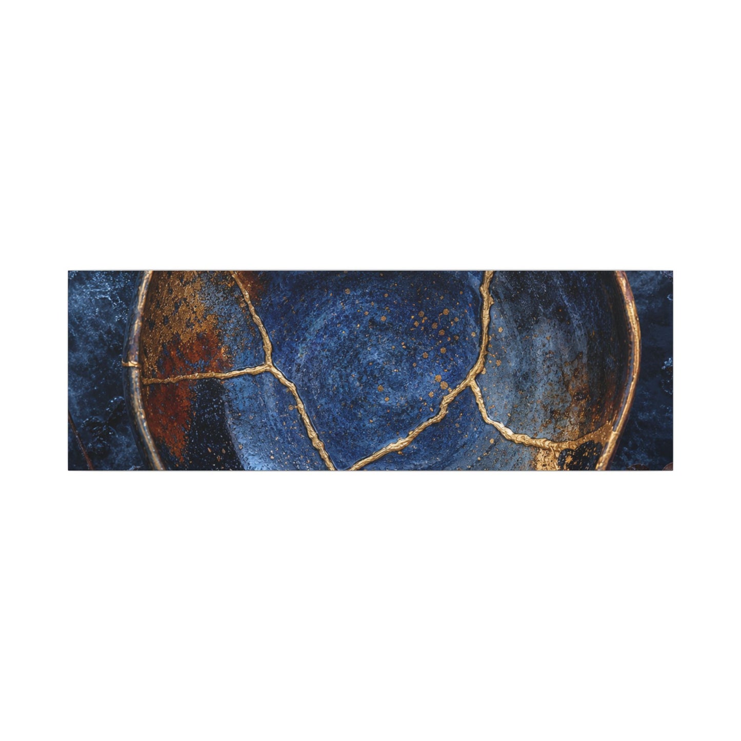 Kintsugi Ceramic Bowl in Moonlight | Crackle Gold Canvas Art